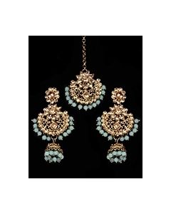 Champagne Antique Medium Tikka & Dangler Jhumki Earring Set IANK11624C Indian Jewellery