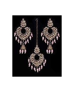 Antique Asian Chandelier Jhumkis & Tikka Set IANK11838C Indian Jewellery
