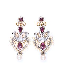 Large Mauve Indian Earrings ESUA04355 Indian Jewellery