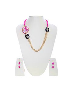 Pink Agate Pendant Mala NGPK04798 Indian Jewellery