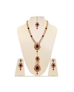 American Diamond Necklace Set incl Jhumar - Fizah NGRA10622 Indian Jewellery