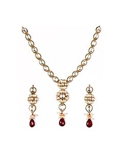 22k Patchi Kundan Maroon Indian Necklace NERK10978 Indian Jewellery