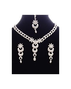Dainty Crystal Indian Necklace Set NSWC11147 Indian Jewellery