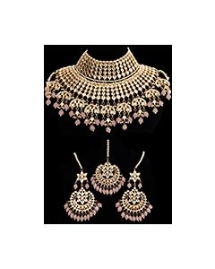 Sabyasachi Large Kundan Bridal Set - Peach BEPK11847 Indian Jewellery