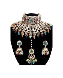 Multi Sabyasachi Inspired Bridal Jewellery Set NEMK12002 Indian Jewellery