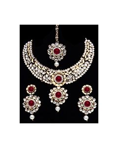 Indian Kundan Collar Necklace - Jasmine Pearl NAWL10574C Indian Jewellery