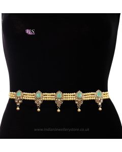 Champagne Pearl, Antique Saree Belt - mint green LAGL11962 Indian Jewellery