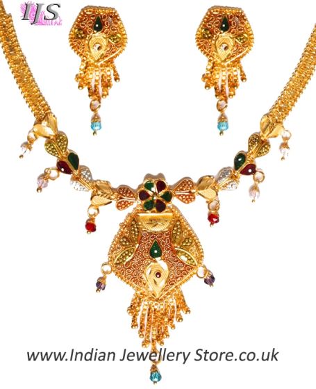 22k Effect Indian Necklace Set NGMP04694 Indian Jewellery