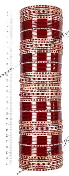 RIMI Maroon Red Wedding Chura, 2-Hands, 2.4 UGRC0673 Indian Jewellery