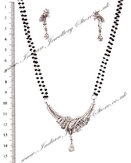 Silver CZ Diamond Mangalsutra Set MSWA03184 Indian Jewellery