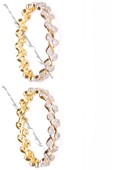 2x Leaf Fine CZ & Gold-Effect Bangles, 2.6 WGWA03624 Indian Jewellery