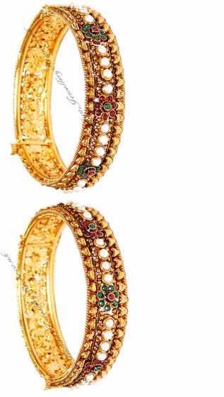 2x Traditional 22k Peal Indian Kada Bangles 2.8 WAAP02975 Indian Jewellery