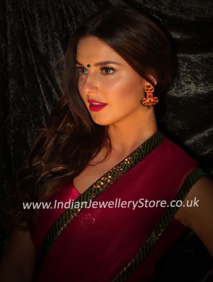 Modern South Indian 22k Matt Gold Studs EECA10397C Indian Jewellery