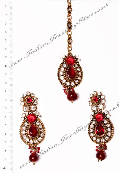 RAJNI Earrings and Tikka IARC02663 Indian Jewellery