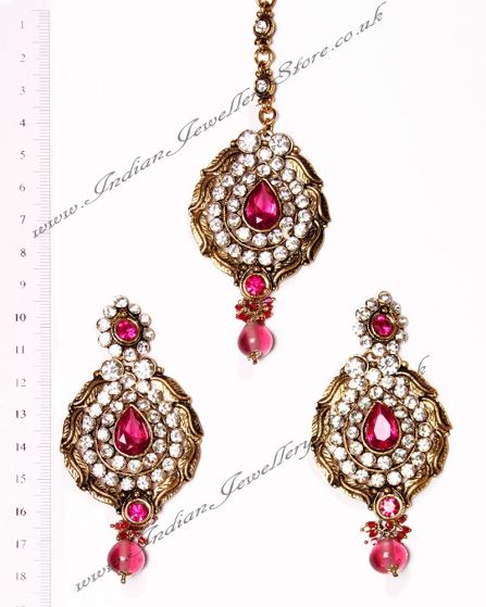 Ayeesha Earrings and Tikka IAPC02686 Indian Jewellery