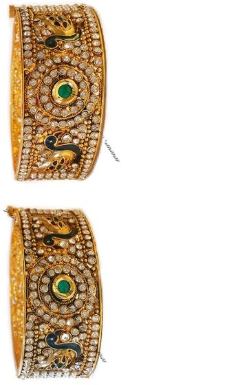 2 x Rajpoot Peacock Wide Bangles, 2.4 WAWC04816 Indian Jewellery