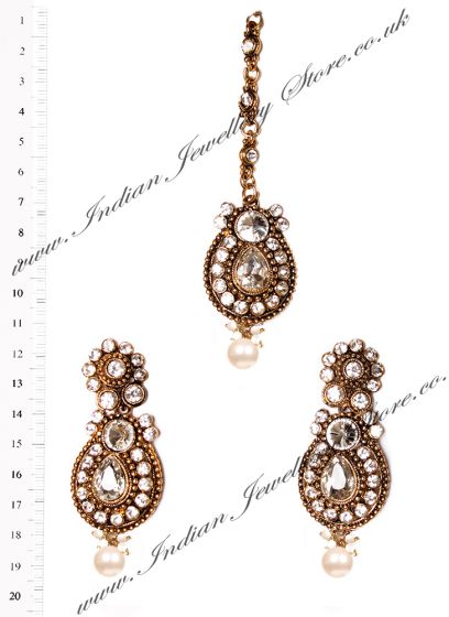 RAJNI Earrings and Tikka IAWC02666 Indian Jewellery