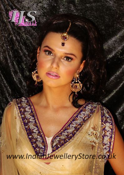 Premium Peacock Meenakari Indian Earrings & Tikka IAWA10607C Indian Jewellery