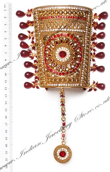 1 x Maroon Rajasthani Cuff - Panja, 2.4 WARC04832 Indian Jewellery