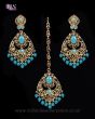 Antique Chandelier Indian Earring & Tikka Set - PRAJANA NANC11365C Indian Jewellery
