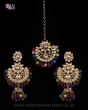 Champagne Antique Medium Tikka & Dangler Jhumki Earring Set - multi coloured IAMK11611 Indian Jewellery