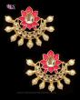 Crescent Moon & Lotus Flower, Pearl Oversized Asian Stud Earrings - Neon Pink EEPK11243 Indian Jewellery