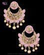 Meenakari Medium Chand Bali Earrings - Baby Pink EAPA12137 Indian Jewellery