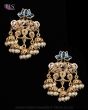 Light Gold Layered-Jhumka Indian Earrings - royal blue EGLA12153 Indian Jewellery