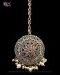 Round Medium American Diamond Indian Head Jewel - Blue ZALA11951 Indian Jewellery