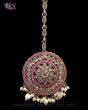 Round Medium American Diamond Indian Head Jewel - Fuchsia Pink ZAPA11953 Indian Jewellery