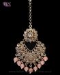 Round Antique Medium Indian Tikka Headpiece - Peach ZAPA12266 Indian Jewellery