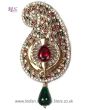 Sikh Khanda Kalgi - red & green KAMK11963 Indian Jewellery