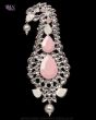 Paisley Large Kundan Kalgi, Turban Pin - Silver & baby pink KSPK12118 Indian Jewellery