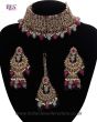 Mughal Antique American Diamond Choker Set - Ruby & Grey NAEA11262 Indian Jewellery