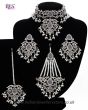 Silver Mughal Princess Indian Jewellery Set - Choker, Ear, Tikka & Jhumar - grey NSEC11547 Indian Jewellery