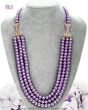High-Quality Multi-Stranded Long Pearl Mala Necklace - Mauve NEUL11892 Indian Jewellery
