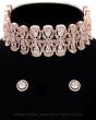 Modern Indian Wide Choker & Halo Studs in CZ & Rose Gold NRWA11907 Indian Jewellery