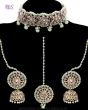Antique Indian CZ Diamond Jewellery: Choker, Jhumki & Tikka - Mint Green LAGA12066 Indian Jewellery