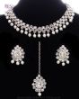 Indian Elegant Silver CZ Diamond Flexible Choker & Studs NSWA12065 Indian Jewellery