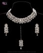 Modern Silver Indian Crystal Necklace Set - White NSWC12279 Indian Jewellery