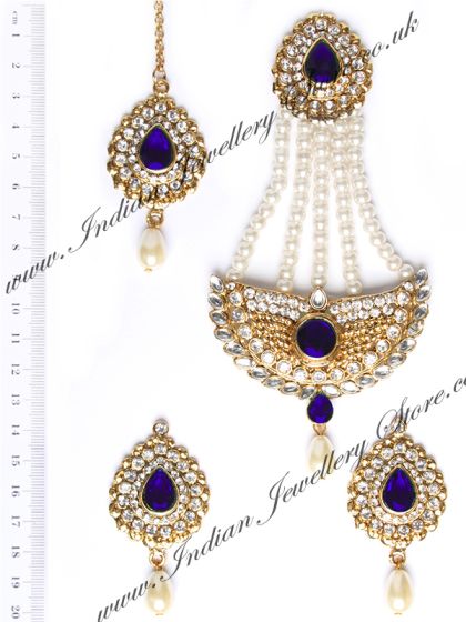 Mia Stud Earrings, Tikka & Pearl Jhumar Set IGLC10242 Indian Jewellery