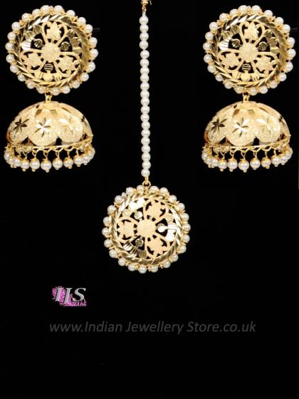 Punjabi Statement jali round tikka & jhumkis IEWL11112 Indian Jewellery