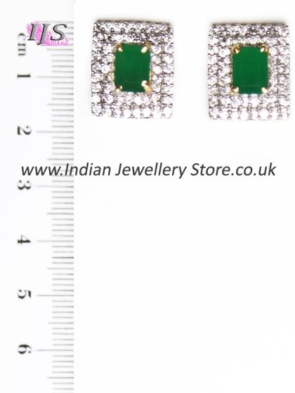Elegant Indian Stud Earrings (princess cut czar diamonds) EEGA10952 Indian Jewellery