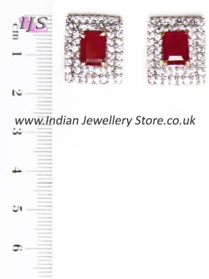 Elegant Indian Stud Earrings (princess cut czar diamonds) EERA10953 Indian Jewellery