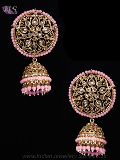 Champagne Statement Traditional Jhumka Earrings EAPA12175 Indian Jewellery