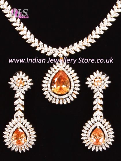 Sophisticated American Diamond Necklace Set NENA10852 Indian Jewellery
