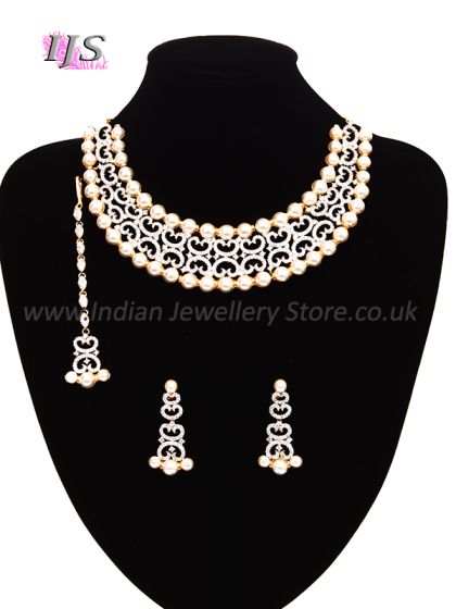 Sophisticated American Diamond Set - Karen NEWA10861 Indian Jewellery