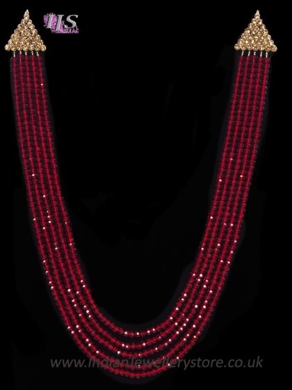 Multi-Stranded Crystal Long Indian Necklace NARC11321C Indian Jewellery