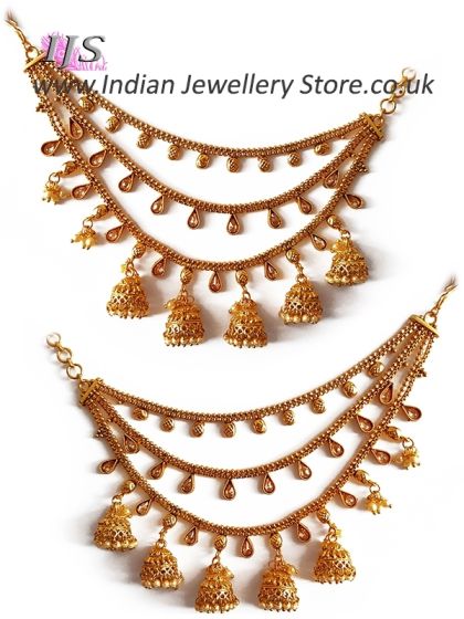 Traditional 3-Line Jhumka Saharas for Indian Earrings EEWL11032 Indian Jewellery