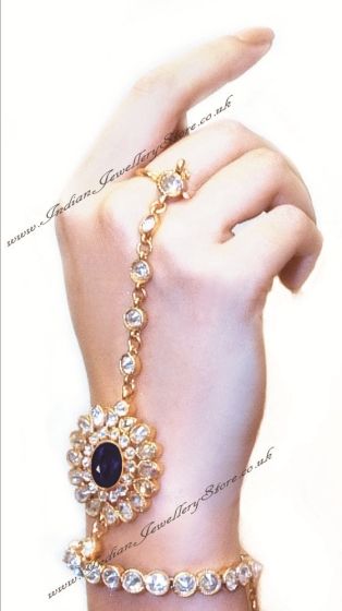 Indigo Blue ANUSHKA Hath Panjas HGLA02802 Indian Jewellery